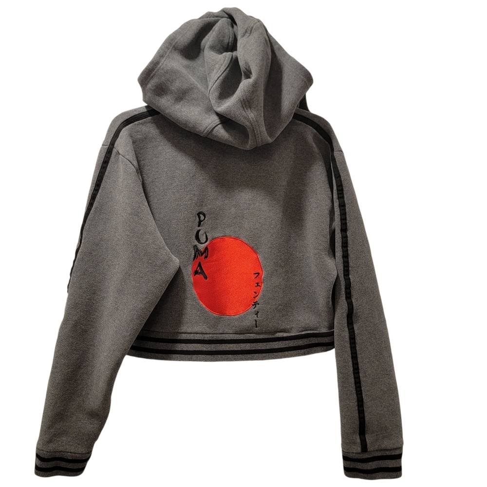 Fenty x Puma Rihanna Rising Sun Cropped Hoodie Sweater Japanese Street Edgy Gray